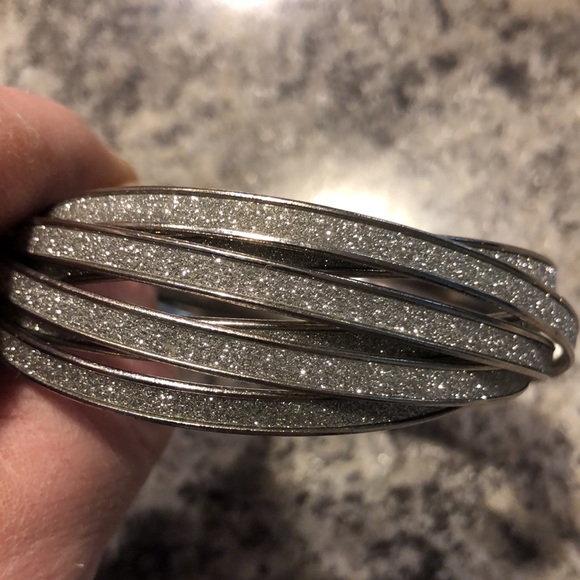 Stack of silver linked bracelets - Picture 2 of 4